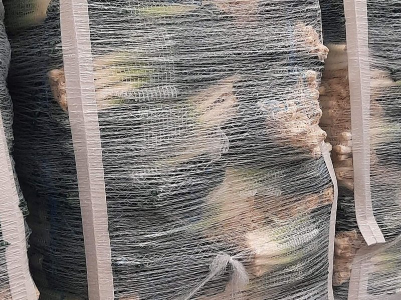 Netted pallet holding leek. Photo provided by N. Wols.