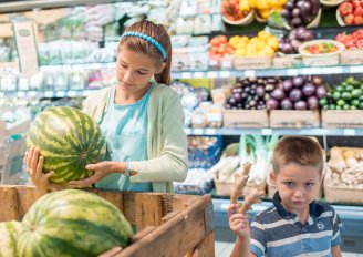 Melons in a supermarket. Photo by Irishasel/Shutterstock.com