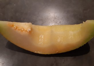 Een deels opgegeten stuk meloen. Foto van WUR