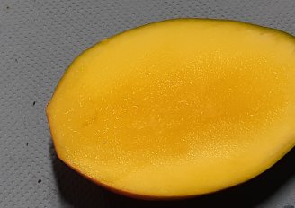De kleur van het vruchtvlees is de beste indicator voor rijpheid van de mango. Foto van WUR