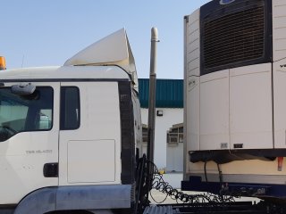 Een vrachtwagen met koelunit voor transport bij lage temperaturen. Foto van WUR