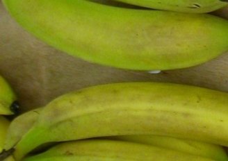Grijsverkleuring van bananen als gevolg van veel uitdroging. Foto van WUR.