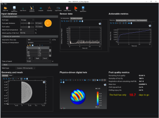 A digital twin-based application for a citrus fruit in a reefer, FruiTeD, where users can input measured air temperature data to upcycle these into actionable fruit quality metrics. Application created by EMPA