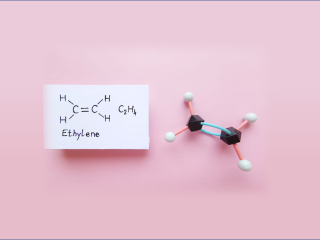 Molecuulformule van ethyleen. Foto van Danijela Maksimovic/Shutterstock.com